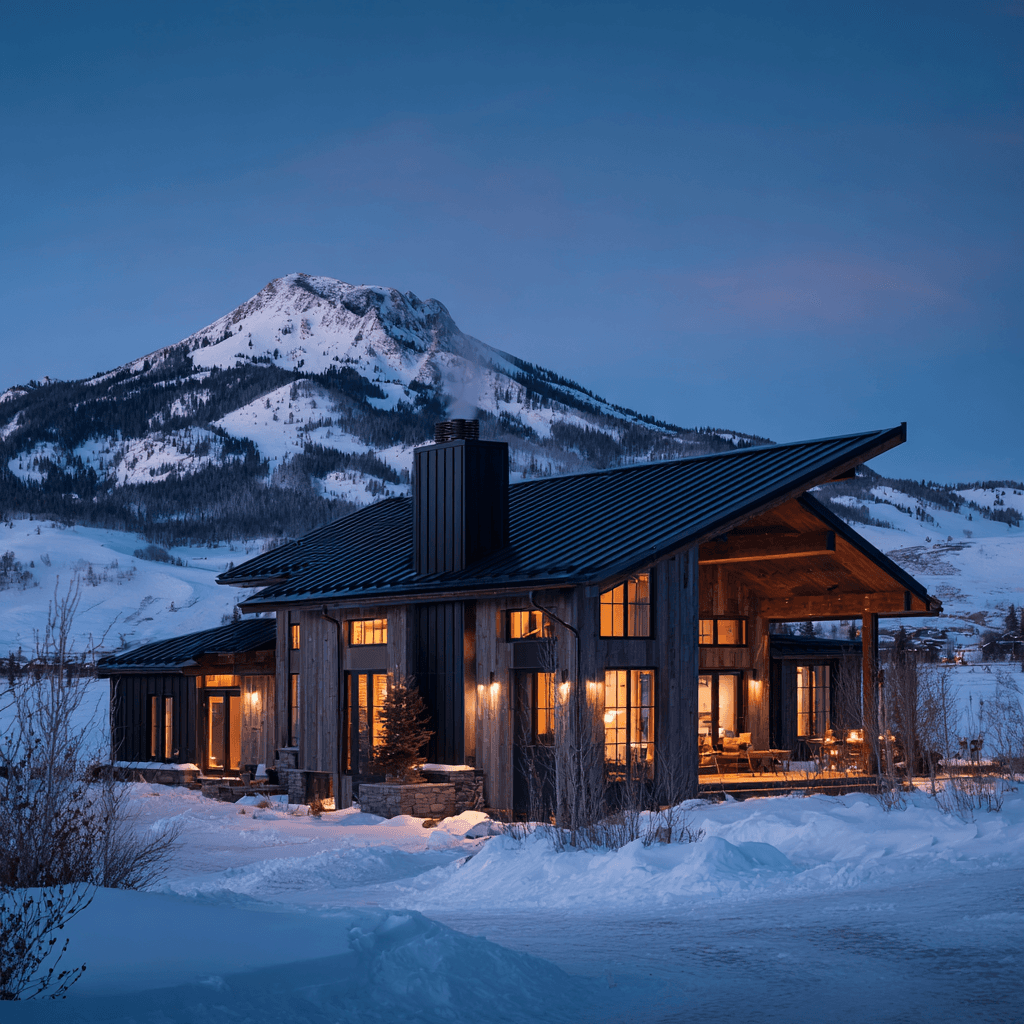 Luxury mountain-modern building in Montana's Big Sky country
